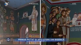 VIDEO- Primar pictat și apoi șters din biserică.  Edilul a ajuns pe pereții bisericii fără să vrea: "Nu a fost ideea mea această chestiune, nici nu am dorit"