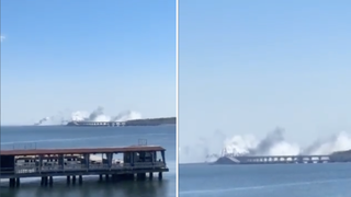 Podul din Crimeea a fost ţinta unui atac rusesc. ,,&Icirc;n zona str&acirc;mtorii Kerci, forțele de apărare aeriană au dobor&acirc;t două rachete ucrainene''