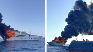 VIDEO- Un iaht de 30 de metri, cuprins de flăcări. Oamenii au surprins imaginile din propriile bărci. Care este starea oamenilor care se aflau la bord