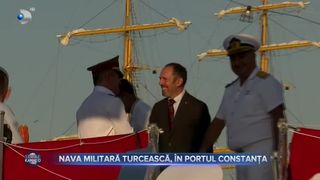VIDEO - Nava Forțelor Navale ale Republicii Turcia a ajuns în portul Constanța. Corveta va defila alături de navele românești de Ziua Marinei Române