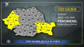 VIDEO - Vremea se schimbă! Administrația Națională de Meteorologie a emis un cod galben de ploi și vijelii valabil p&acirc;nă m&acirc;ine, la ora 06:00
