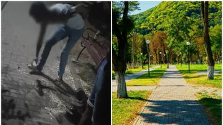 VIDEO. Scene inedite în stațiunea Târgu-Ocna. Un tânăr a fost pus de polițiști să măture cojile de semințe aruncate pe jos