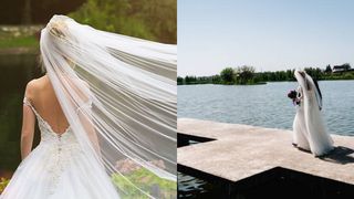 VIDEO- Mireasa la un pas de înec. În timpul ședinței foto de la nuntă, mireasa a ajuns în lac pentru a face o fotografie spectaculoasă