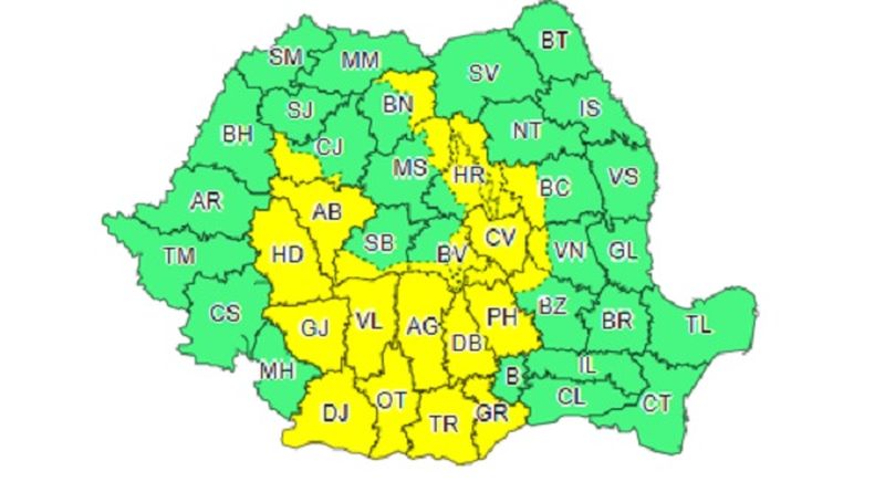 Vremea extremelor: Cod galben de furtuni și de canicula. Ce regiuni sunt afectate
