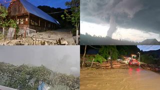 VIDEO- Vremea rea a făcut ravagii &icirc;n țară. O  formațiune noroasă care seamănă cu o &bdquo;tornadă&rdquo; a apărut &icirc;n județul Bistrița-Năsăud