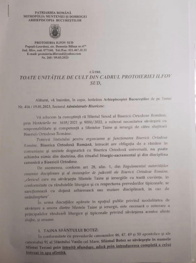 Adeverință medicală, cerută de preoți pentru botez