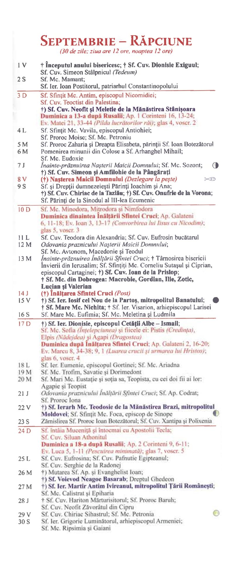 Calendar ortodox 4 septembrie 2023. Ce sărbătoare este luni?