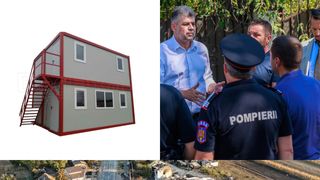 VIDEO- Containere modulare ca locuință pentru oamenii din Crevedia. Ciolacu: "Sunt 7 case afectate, 3 aproape în integralitate, toţi vor fi ajutaţi"