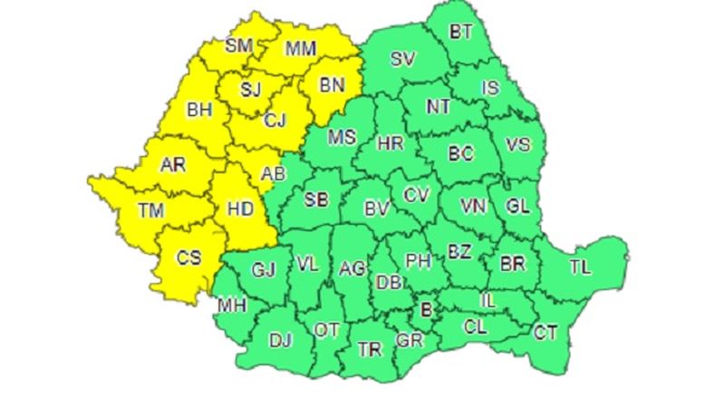 Vine toamna în România: 11 județe sunt sub avertizare de cod galben de vreme rea