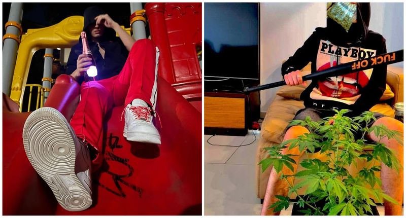 Totodată, pe pagina sa de Instagram, tânărul apare într-o fotografie alături de o plantă de Marijuana.