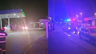 Incendiu &icirc;ntr-o benzinărie din Constanța. Acoperișul a fost cuprins de flăcări