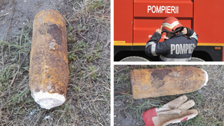 FOTO-Un proiectil cu &icirc;ncărcătură explozivă a fost identificat &icirc;n zona Aeroportului Oradea. Cum a fost făcută descoperirea