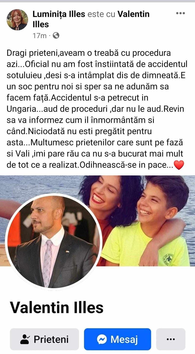 Vicepreședintele Federației Române de Dans Sportiv, Valentin Illeș, a murit la 51 de ani. El și-a pierdut viața în urma unui accident de circulație în Ungaria