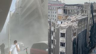 O clădire a unui fost sediu de Poliție a fost demolată în centrul Bucureștiului/ Praful a pătruns chiar și în locuințele oamenilor