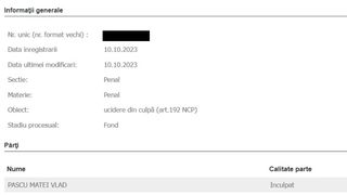 Vlad Pascu a fost trimis &icirc;n judecată pentru ucidere din culpă