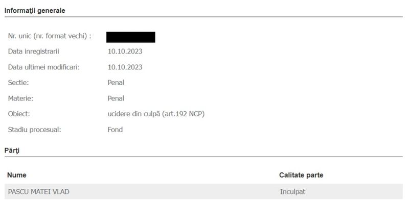 Vlad Pascu a fost trimis în judecată pentru ucidere din culpă