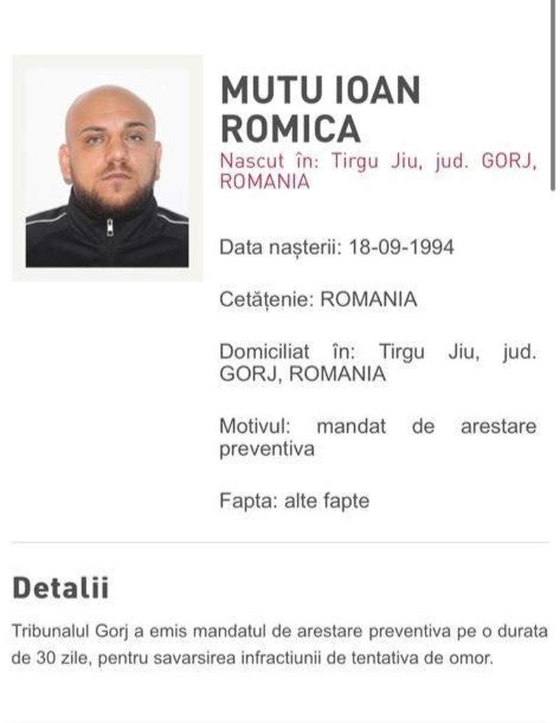 Un bărbat din Târgu Jiu de 29 de ani este dat în urmărire internațională pentru o tentativă de omor comisă în Belgia