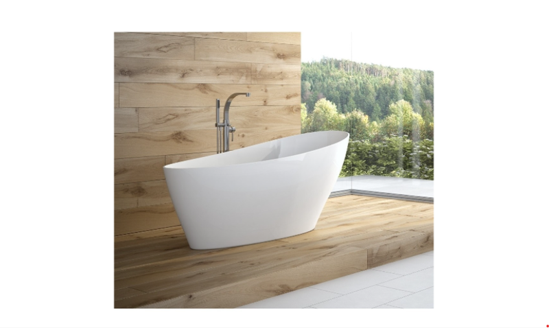 Cada freestanding ovala Besco Keya compozit 165x71 cm, alb - GQS German Quality