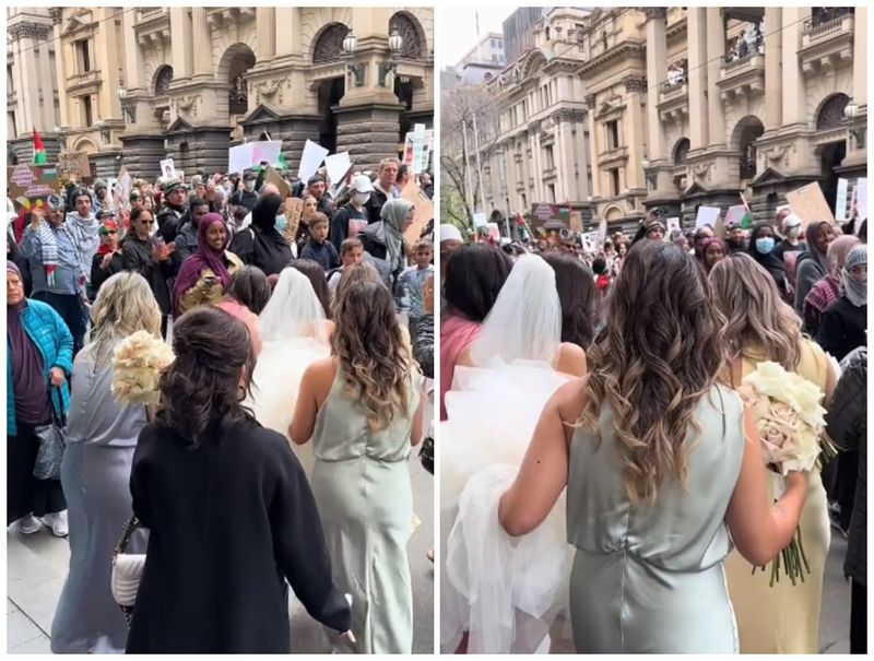 VIDEO. Mireasă blocată să ajungă la nuntă de protestatarii pro-Palestina