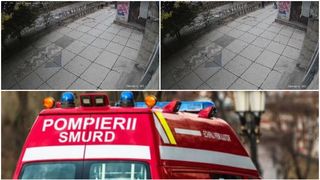 VIDEO - Au apărut imaginile cu momentul &icirc;n care femeia se aruncă pe geam de la etajul 5, &icirc;n București! &Icirc;n cădere a mai lovit o altă femeie care trecea pe trotuar