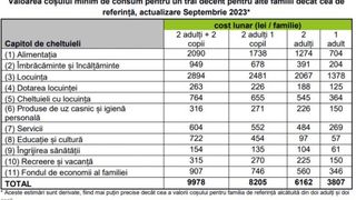 Valoarea coșului minim de consum în România, în anul 2023, a crescut. Acestea sunt sumele de care avem nevoie pentru a trăi decent în fiecare lună