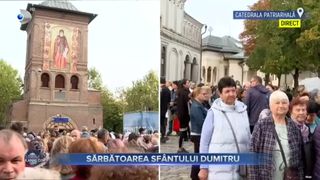 VIDEO - Sărbătoarea Sfântului Dumitru. Sute de pelerini au venit la slujba de la Catedrala Patriarhală