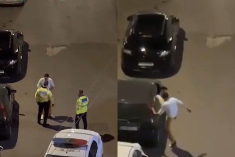 Suprins de poliție când distruge mașina