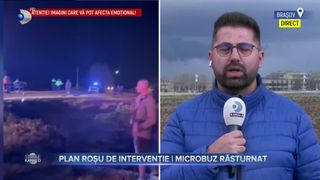 VIDEO - Accident grav în județul Dâmbovița. Un microbuz plin cu pasageri s-a răsturnat. Pompierii au activat Planul Roșu de Intervenție