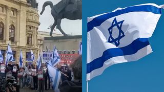 VIDEO - Miting &icirc;n semn de solidaritate cu cetățenii israelieni ținuți ostatici &icirc;n F&acirc;șia Gaza, &icirc;n fața Bibliotecii Centrale Universitare Carol I din Capitală