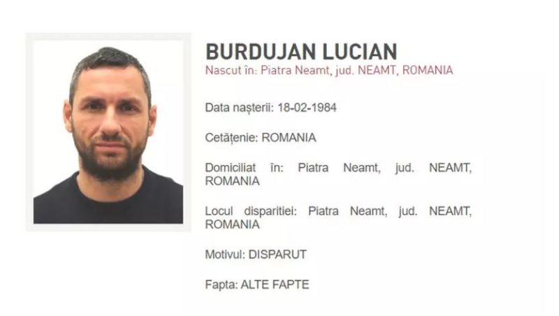 Lucian Burdujan, dat dispărut