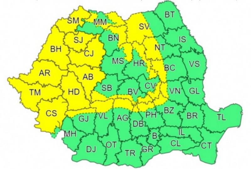 Avertizare de ultimă oră din partea meteorologilor! 26 de județe sunt afectate