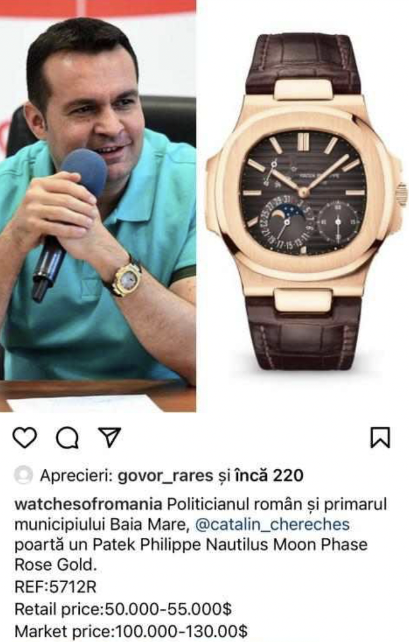 Primarul din Baia Mare, Cătălin Cherecheș, cu ceas de 50.000 de euro la mână