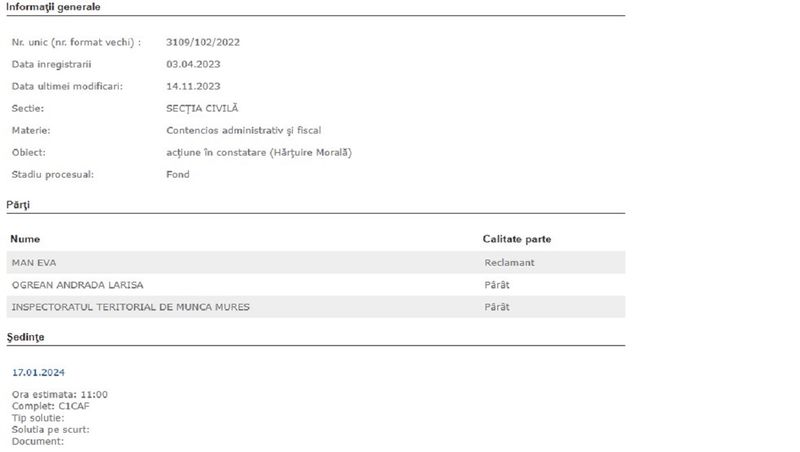Acuzații de hărțuire, proces și conflict la vârful Inspectoratului Teritorial de Muncă Mureș: Șefa interimară, dată în judecată pentru hărțuire de numărul 2 din instituție