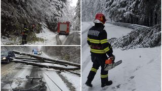 FOTO/VIDEO- Drumuri blocate din cauza viscolului și a ninsorii. Rom&acirc;nia se află sub cod portocaliu de vreme rea. Care sunt zonele afectate?