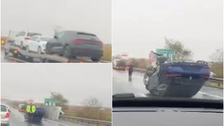 VIDEO- Accident pe A1. Sunt implicate mai multe mașini!