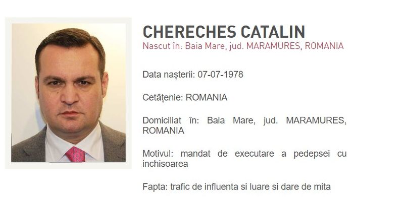 Cătălin Cherecheș urmărire națională