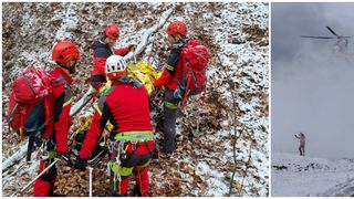 Intervenție dificilă! Un bărbat care se afla la vânătoare a căzut de pe o stâncă, între Câlnic și Căpâlna