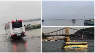 VIDEO: ”Autobuzul plutitor” a făcut primele probe la Călărași! Românii vor putea trece Dunărea cu acest vehicul inovator