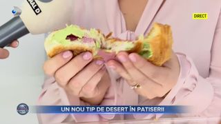 VIDEO - Un nou tip de desert face furori &icirc;n patiserii. Este umplut cu cremă și decorat cu un strat de ciocolată și fistic măcinat
