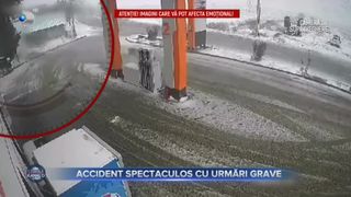 VIDEO- Accident spectaculos cu urmări grave, într-o benzinărie din Iași