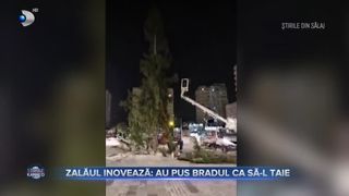 VIDEO- Fără brad în municipiul Zalău. Autoritățile l-au instalat, dar din cauza glumelor de pe internet, bradul a fost tăiat