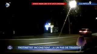 VIDEO - Un bărbat care mergea pe trotinetă a fost accidentat de o mașină. Victima circula neregulamentar