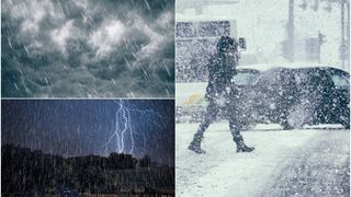 ploaie fulger oameni in ninsoare