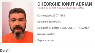 Deținutul care a fugit din mașina care &icirc;l transporta la Penitenciarul Rahova, Gheorghe Ionuț Adrian