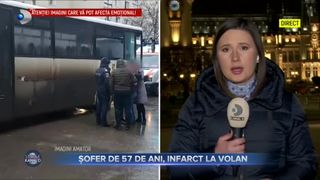 VIDEO - Un șofer de autobuz a făcut infarct la volan. Pasagerii au sunat de urgență la 112