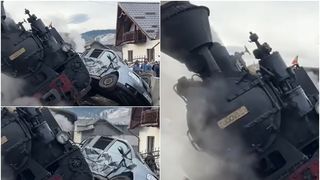 masina in mocanita fum locomitiva scoasa dupa sine