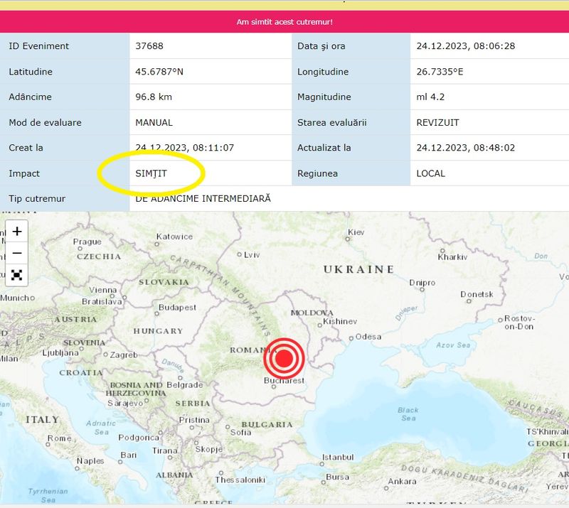 Cutremurul de la 8 dimineața a fost simțit