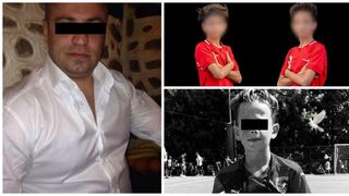 Cei doi copii fotbalisti de 11 si 16 ani, alături de tatăl lor - familia Ene distrusă de incendiul de la Ferma Dacilor