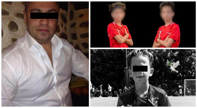 Cei doi copii fotbalisti de 11 si 16 ani, alături de tatăl lor - familia Ene distrusă de incendiul de la Ferma Dacilor