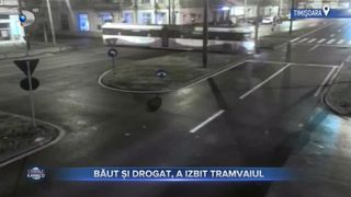 VIDEO - Un tânăr din Timișoara, beat, fără permis și pozitiv la Drugtest, s-a izbit cu mașina de un tramvai